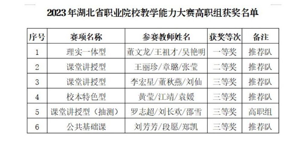 湖北省教師教學能力大賽一等獎